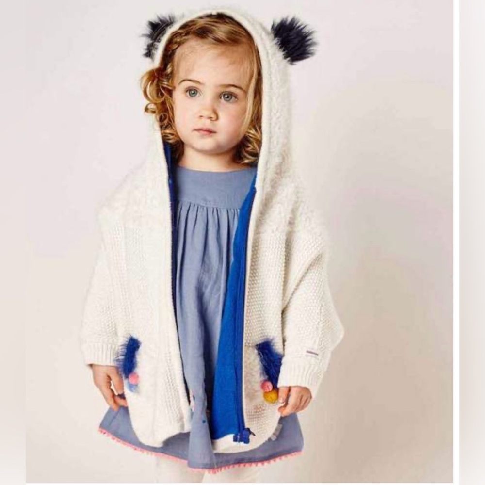 Catimini Girls Warm Knit Cape Coat